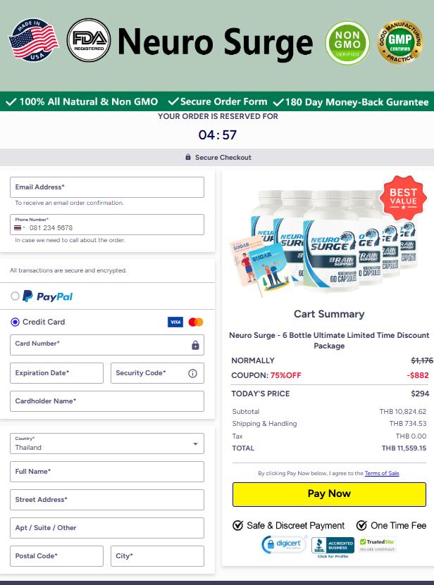 Neuro Surge - secure Order Page